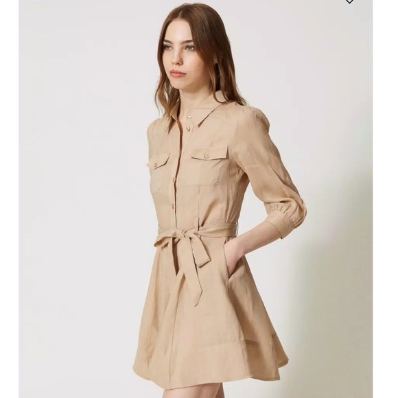 Twinset - Short ramie shirt dress - Picture 2 of 4